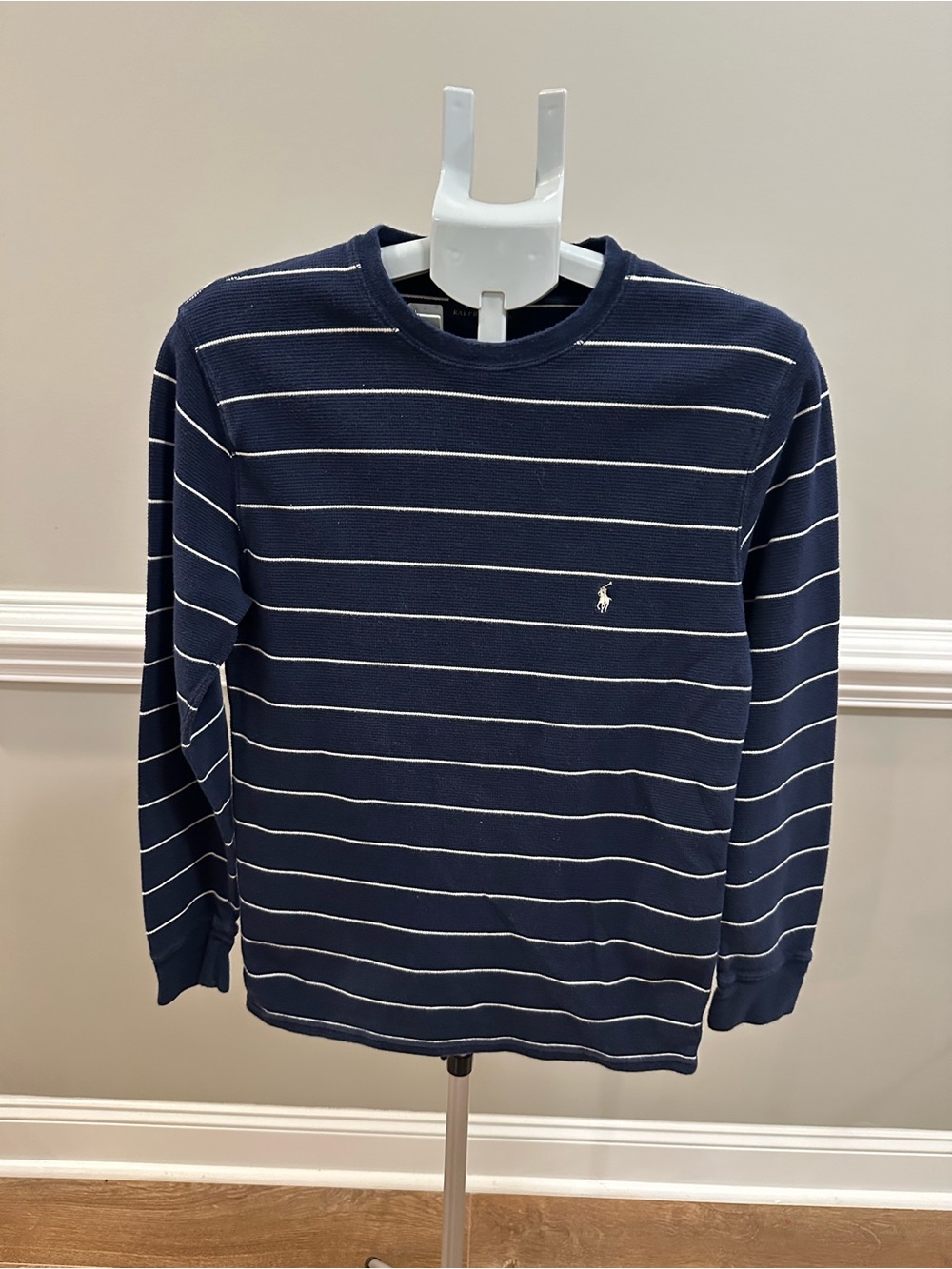 Polo by Ralph Lauren Navy and White Striped Long-Sleeve Crewneck